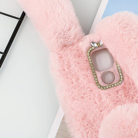 Fluffy Fur Plush Case for Moto G Play Cute Bunny Furry Girly Cover - Redpepper Cases