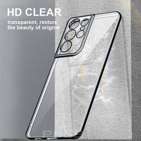 Galaxy S22 Ultra Luxury Transparent Soft Silicone Clear Camera Protection Cover Case - Redpepper Cases