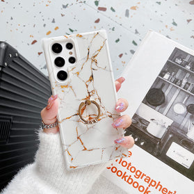 Galaxy S22 Ultra Ring Holder Diamond Rhinestone Marble Case - Redpepper Cases