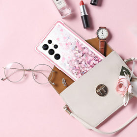 Galaxy S22 Ultra Women Girls Glitter Bling Sparkle Liquid Case - Redpepper Cases