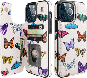 HAOPINSH Compatible with iPhone 13 Pro Max Wallet Case with Card Holder, American Flag Sunflowers Pattern Back Flip PU Leather Kickstand Card Slots Case, Double Magnetic Clasp Shockproof Cover 6.7