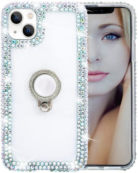 iPhone 13 Mini Sparkle Ring Stand Shiny Crystal Rhinestone Diamond Case - Redpepper Cases