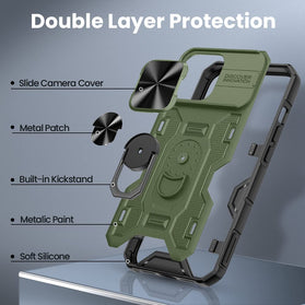 iPhone 13 Pro Kickstand Case Slide Lens Cover Mount Cover Case - Green - Redpepper Cases