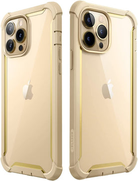 iPhone 13 Pro Max 6.7 inch Dual Layer Rugged Bumper Case Screen Protector Beige/Gold - Redpepper Cases