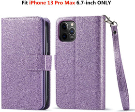 iPhone 13 Pro Max Card Holder Magnetic Kickstand Strap Glitter Case. - Redpepper Cases