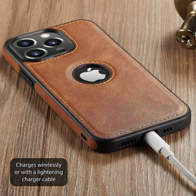 iPhone 13 Pro Slim Vegan Leather Logo View Case - Redpepper Cases