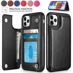 iPhone 14 Leather Retro Card Holder Flip Mini Wallet Case - Redpepper Cases
