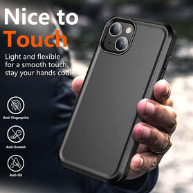 iPhone 14 Max Case Glass Screen Protector Full-Body Shockproof Case Black - Redpepper Cases