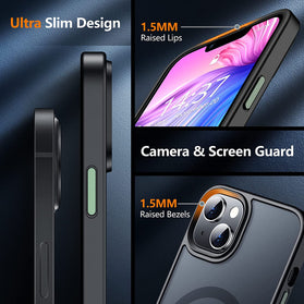 iPhone 14 Max Case, Translucent Aluminum Alloy Button,3 Pack Black - Redpepper Cases