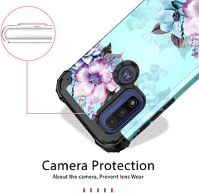 Moto G Power Case, Floral Three Layer Heavy Duty Sturdy Full Body Protective Cover - Redpepper Cases