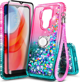 Motorola Moto G Play Tempered Glass Screen Protector Girls Cute Case (Pink/Aqua) - Redpepper Cases