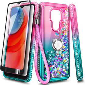 Motorola Moto G Play Tempered Glass Screen Protector Girls Cute Case (Pink/Aqua) - Redpepper Cases
