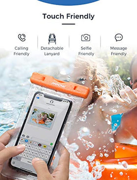 Mpow Waterproof Phone Pouch, Universal Waterproof Case Underwater IPX8 Dry Bag Compatible iPhone 11/11 Pro Max/Xs Max/XS/XR/X/8P/7P, Galaxy S20/S10/S9, Google Pixel/HTC up to 6.8" (Blue Orange Green) - Redpepper Cases