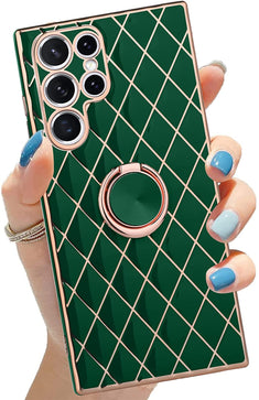 Samsung Galaxy S22 Ultra Glitter Plating Kickstand Ring Case. - Redpepper Cases