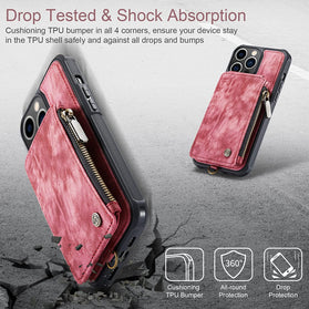 Strapurs Wallet Case iPhone 13 Pro Max Protective Case 6.7",Fashion Red - Redpepper Cases