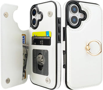 iPhone 17 Ring Kickstand Leather Case
