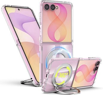 Galaxy Z Flip 8 Clear Case With Magnetic Ring Stand