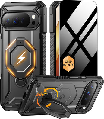 Pixel 10 Pro Case: 360° Magnetic Stand and Privacy Screen