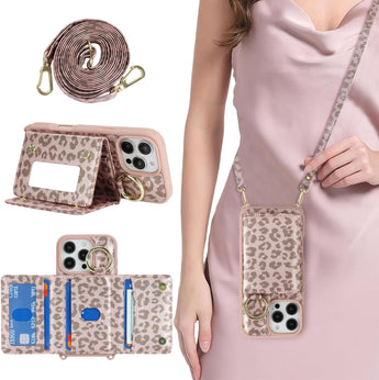 iPhone 16 Wallet Case with Card Holder and Strap