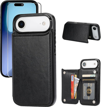 iPhone 17 Air Leather Kickstand Case with Card Slots