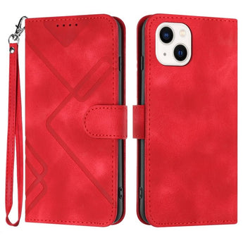 Line Pattern Leather iPhone 13 Wallet Case