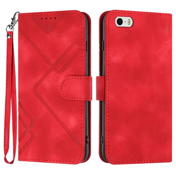 Line Pattern Leather Wallet Case for iPhone 5s SE