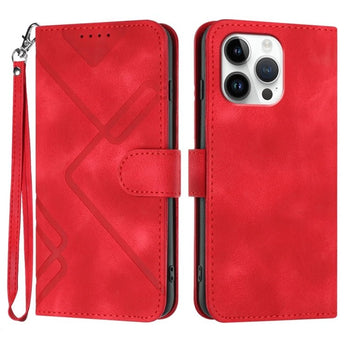 Line Pattern Leather Case for iPhone 16 Pro Max