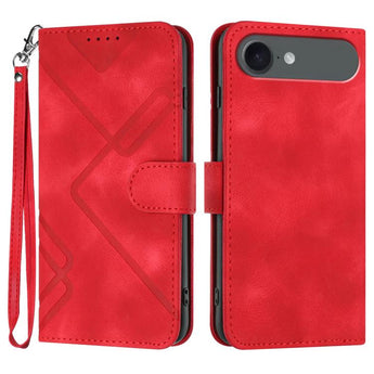 Line Pattern Leather Wallet Case for iPhone Air