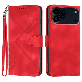 Line Pattern Leather Case for iPhone 17 Pro | Red Pepper