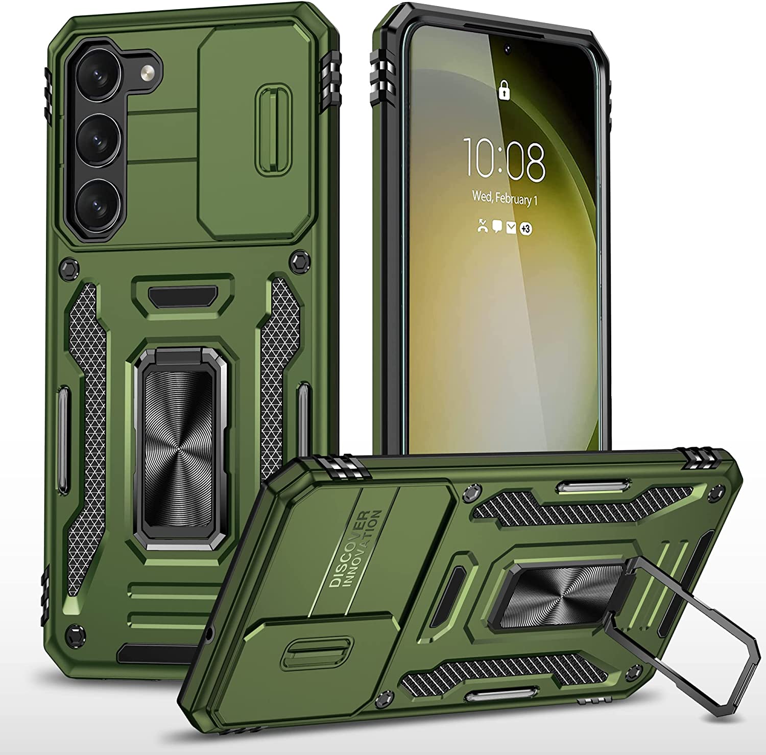 Galaxy S23 Plus Ring Kickstand Case with Camera Cover