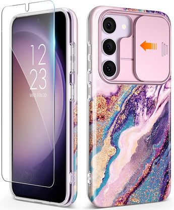 Galaxy S23 Plus Marble Case with Slide Camera Cover