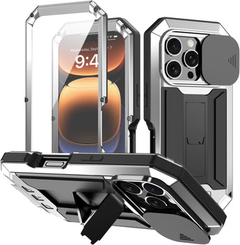 Rugged Metal Kickstand Case for iPhone 16
