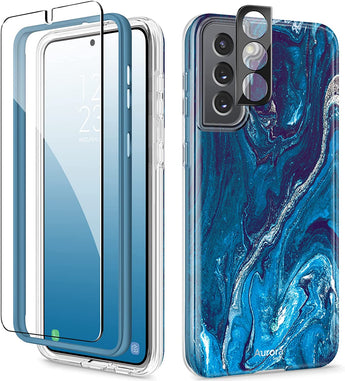 Galaxy S21 Marble Case with Screen Protector Bundle