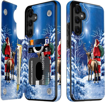 Galaxy S25 Leather Wallet Case With Kickstand