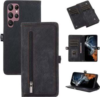 Samsung S23 Ultra Leather Wallet Case with 9 Card Slots