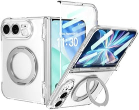 iPhone Ultra Case with Spring Hinge Protection and 360° Rotating Magnetic Kickstand