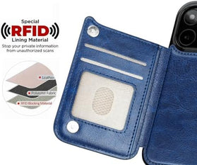 iPhone 18 Pro Magnetic Wallet Case with Card Holder and Camera Lens Protector