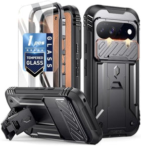 Google Pixel 11 Rugged Case with Slide Camera Cover and Tempered Glass Screen Protector