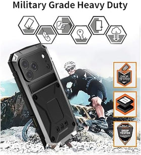 iPhone 18 Pro Max Full Body Metal Case with Stand and Screen Protector