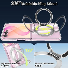 Galaxy Z Flip 8 Clear Case with Magnetic Ring Stand