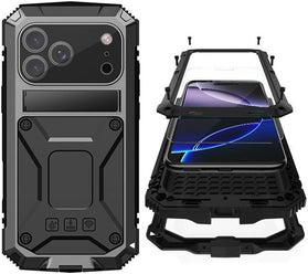 iPhone 18 Pro Max Full Body Metal Case with Stand and Screen Protector
