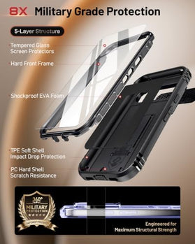 Google Pixel 11 Rugged Case with Slide Camera Cover and Tempered Glass Screen Protector