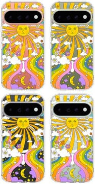 Google Pixel 11 Pro Clear Case with 70's Psychedelic Groovy Art Design