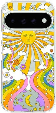 Google Pixel 11 Pro Clear Case with 70's Psychedelic Groovy Art Design