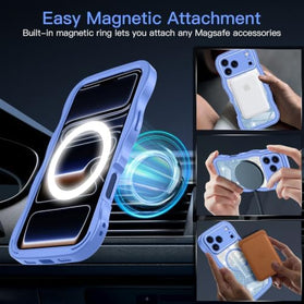 iPhone 18 Pro Max Magnetic Glitter Case with Tempered Glass Screen Protector