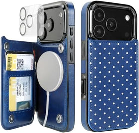 iPhone 18 Pro Magnetic Wallet Case with Card Holder and Camera Lens Protector