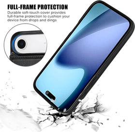 iPhone 17 Air PU Leather Kickstand Card Slots Case with Screen Protecor - Redpepper Cases