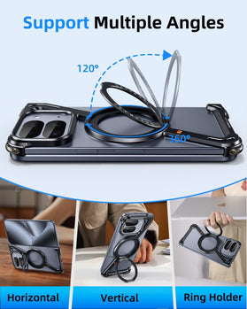 Google Pixel 10 Pro Fold Frameless Aluminum Case with 360° Rotating Ring Kickstand