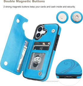 iPhone 17 PU Leather Double Buttons Flip Protective Shockproof Cover - Redpepper Cases
