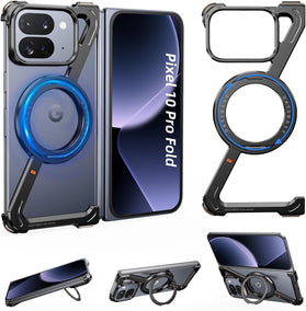 Google Pixel 10 Pro Fold Frameless Aluminum Case with 360° Rotating Ring Kickstand